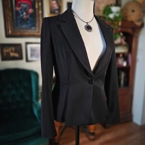 Blazer White House Black Market Black Peplum Fitted Suit Jacket Career Office 4